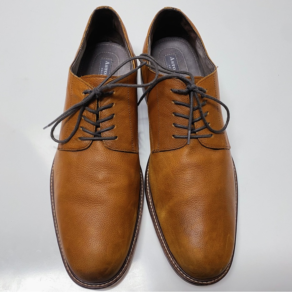Aston Grey Orlando Tan Brown Leather Lace Up Oxford Dress Shoes 13 1006831